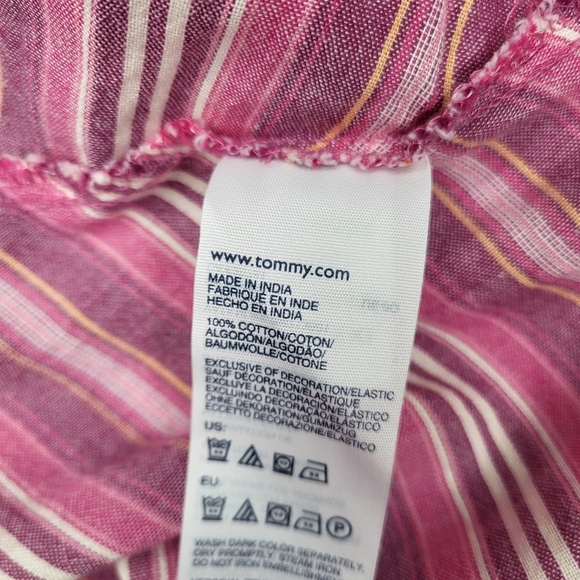 Tommy Hilfiger Dress Pink White Chevron Striped Vneck Strap Stretchy Back Size S - Picture 8 of 8